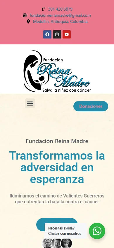 Captura real móvil de Fundación Reina Madre