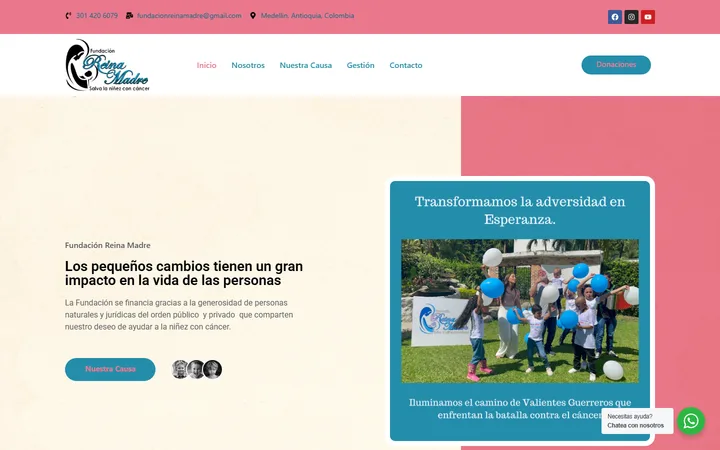Página de inicio de Fundación Reina Madre: captura real en escritorio