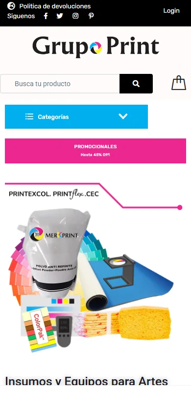 Captura real móvil de Grupo Print Colombia