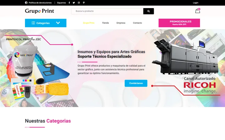 Página de inicio de Grupo Print Colombia: captura real en escritorio