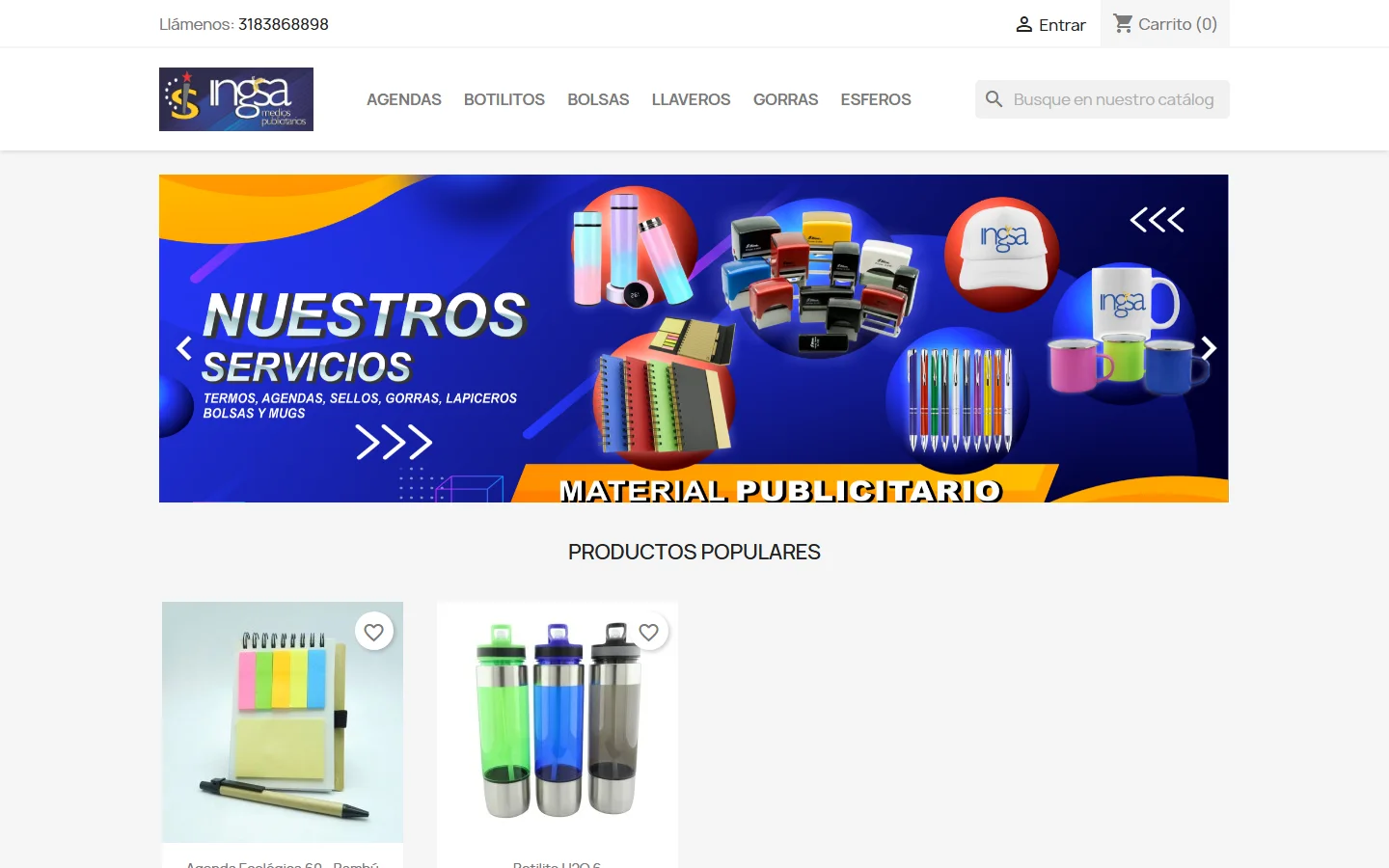 Página de inicio de INGSA Publicidad: captura real en escritorio