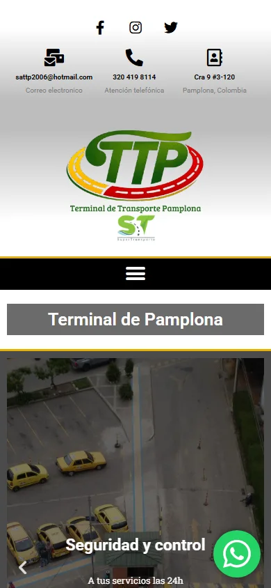 Captura real móvil de Terminal de Transporte Pamplona